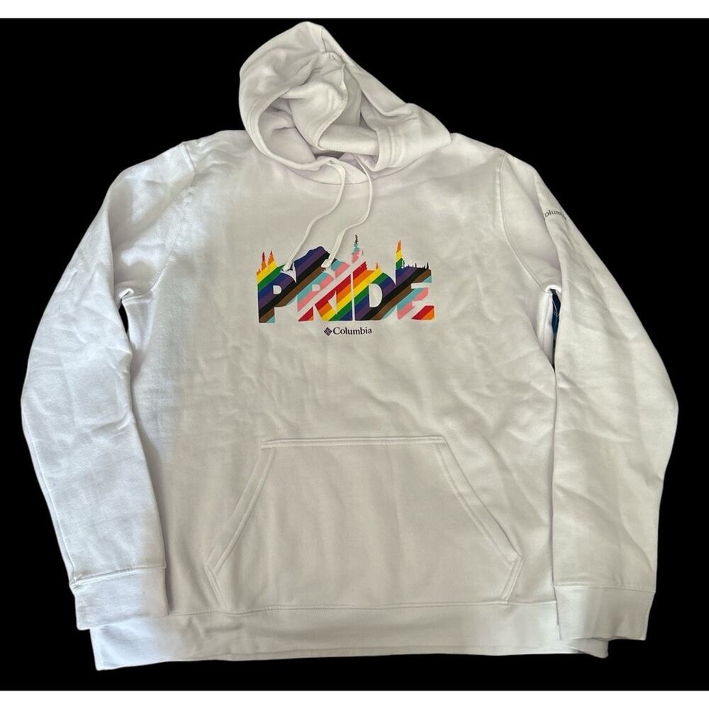 Columbia Women's White Trek Pride Graphic Long Sleeve Hoodie Size XXL